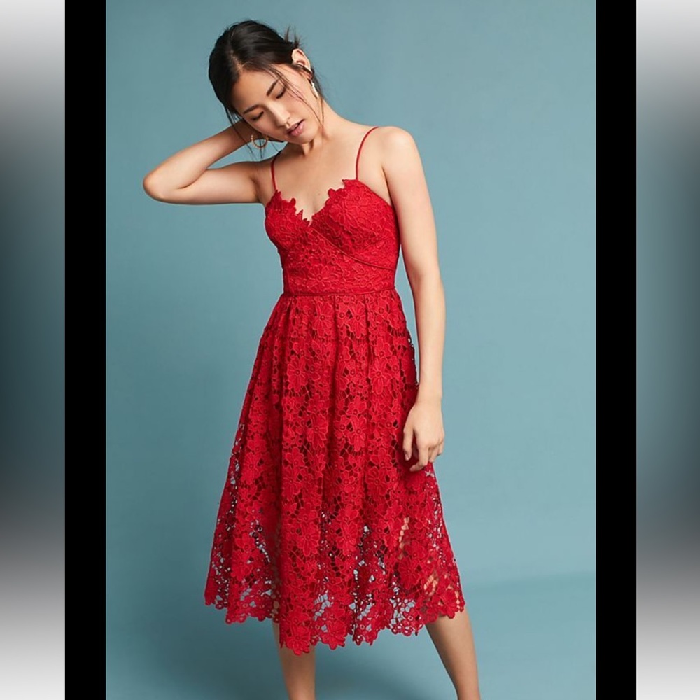 Donna Morgan / Anthropology Red Lace Dress